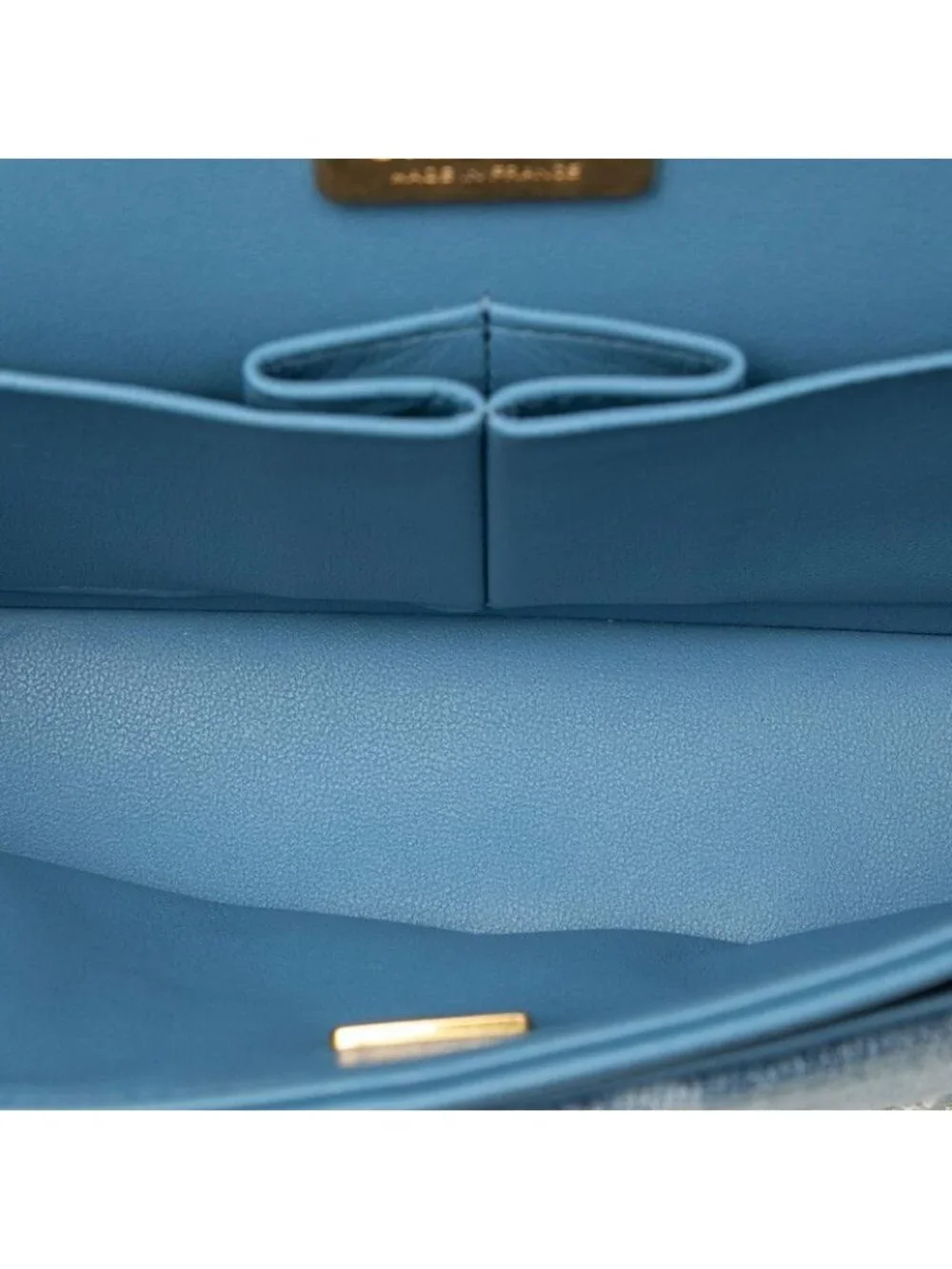 Chanel Quilted CC Logo Blue Gold Denim Sequins